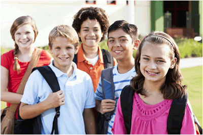 Kids with backpacks